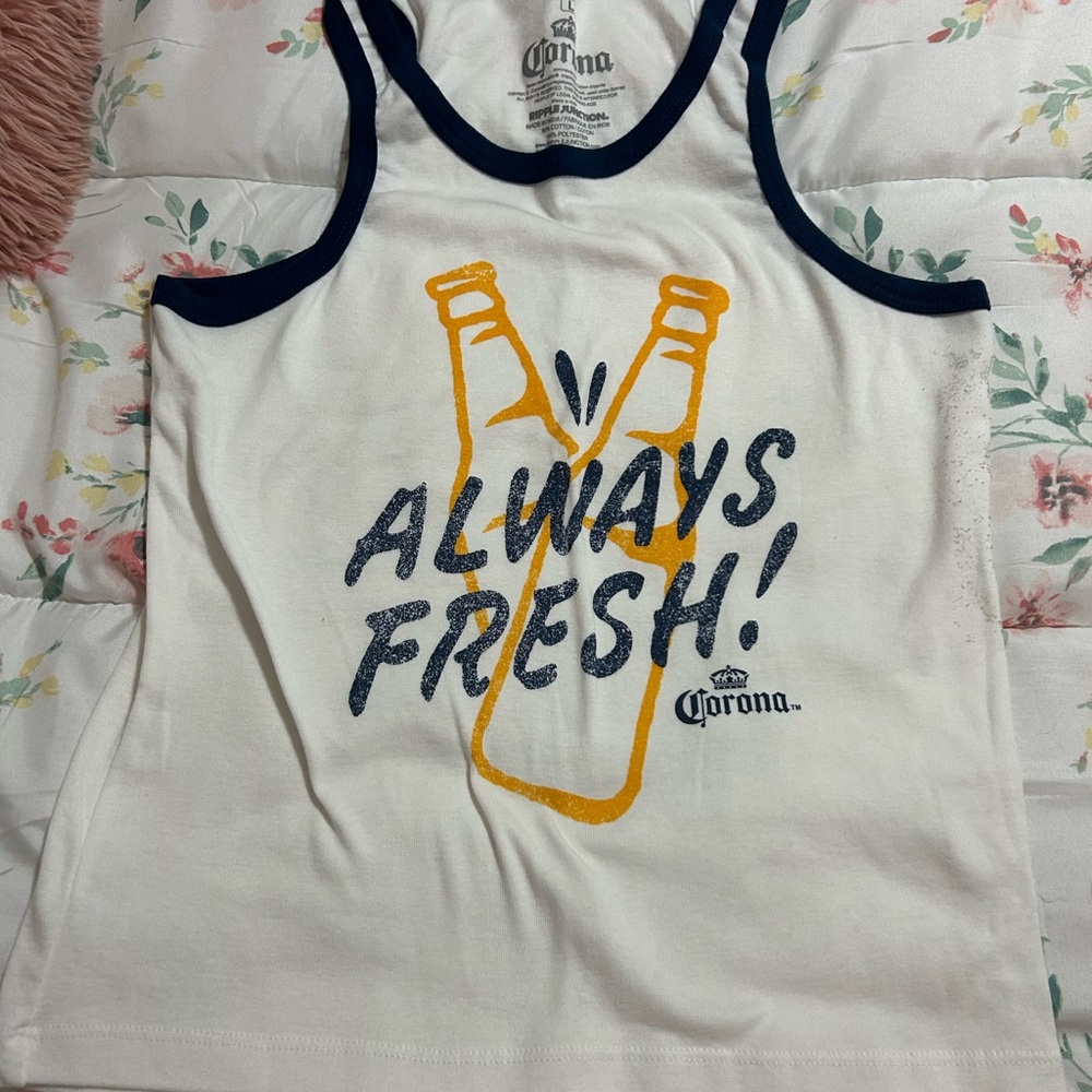 Corona White and Blue Tank Top